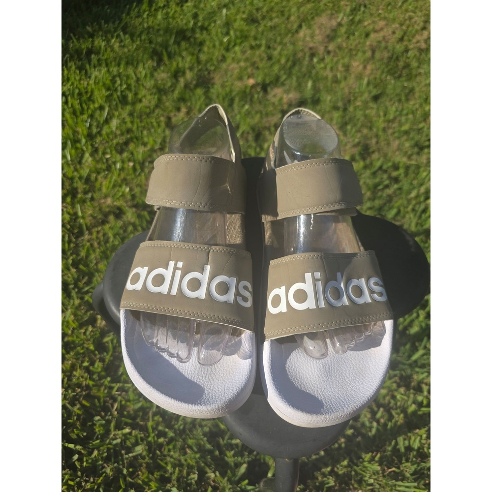 Adidas Adilette 2.0 Sandals Green Olive White Strap Slide Mens